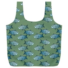 Fishes Pattern Background Theme Full Print Recycle Bag (xxxl)