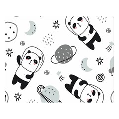 Panda Floating In Space And Star Two Sides Premium Plush Fleece Blanket (large)