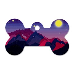 Abstract Landscape Sunrise Mountains Blue Sky Dog Tag Bone (one Side)