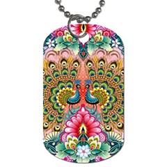 Pink Peacock Bird Pattern Texture Dog Tag (one Side)