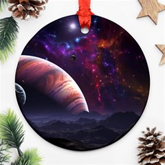Clouds Fantasy Space Landscape Colorful Planet Ornament (round)