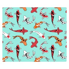Pattern-with-koi-fishes Two Sides Premium Plush Fleece Blanket (small)