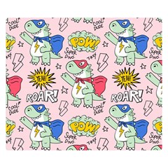 Seamless-pattern-with-many-funny-cute-superhero-dinosaurs-t-rex-mask-cloak-with-comics-style-inscrip Two Sides Premium Plush Fleece Blanket (small)