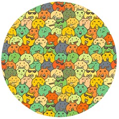 Seamless Pattern With Doodle Bunny Wooden Bottle Opener (round)