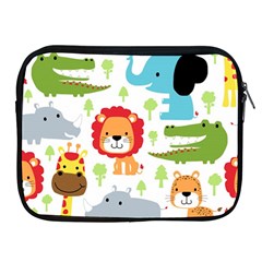 Seamless-pattern-vector-with-animals-cartoon Apple Ipad 2/3/4 Zipper Cases