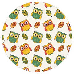 Background-with-owls-leaves-pattern Round Trivet