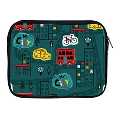 Seamless-pattern-hand-drawn-with-vehicles-buildings-road Apple Ipad 2/3/4 Zipper Cases