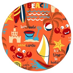 Seamless-pattern-vector-beach-holiday-theme-set Round Trivet