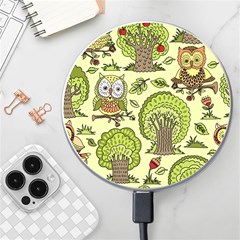 Seamless-pattern-with-trees-owls Wireless Fast Charger(white)