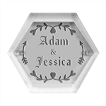 Personalized Heart Wedding Hexagon Wood Jewelry Box Front