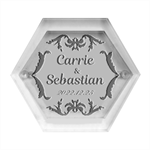 Personalized Wedding Hexagon Wood Jewelry Box Front