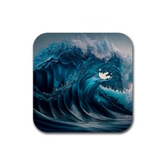 Tsunami Waves Ocean Sea Water Rough Seas Rubber Coaster (square)