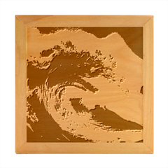 Tsunami Waves Ocean Sea Water Rough Seas Wood Photo Frame Cube