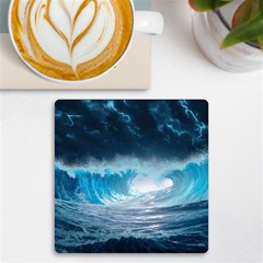 Thunderstorm Storm Tsunami Waves Ocean Sea Uv Print Square Tile Coaster 
