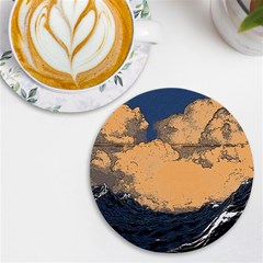 Waves Aesthetic Ocean Retro Sea Vintage Uv Print Round Tile Coaster
