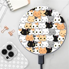 Cute Cat Kitten Cartoon Doodle Seamless Pattern Wireless Fast Charger(white)