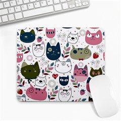 Pattern With Cute Cat Heads Large Mousepad