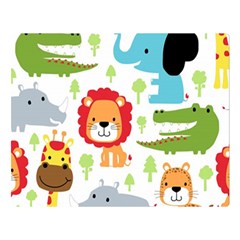 Seamless Pattern Vector With Animals Cartoon Two Sides Premium Plush Fleece Blanket (large)