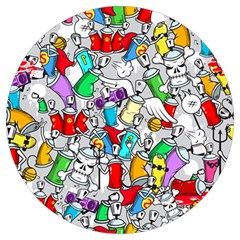 Graffiti Characters Seamless Pattern Round Trivet