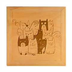 Cute Cat Hand Drawn Cartoon Style Wood Photo Frame Cube