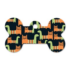 Seamless-pattern-with-cats Dog Tag Bone (one Side)
