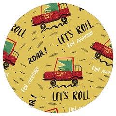 Childish-seamless-pattern-with-dino-driver Round Trivet