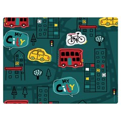 Seamless-pattern-hand-drawn-with-vehicles-buildings-road Two Sides Premium Plush Fleece Blanket (extra Small)