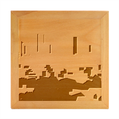 City Buildings Urban Dawn Wood Photo Frame Cube