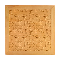 Mushrooms Autumn Fall Pattern Seamless Decorative Wood Photo Frame Cube