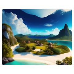 Beach Island Nature Two Sides Premium Plush Fleece Blanket (medium)