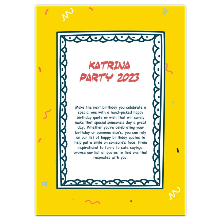 Birthday Invitation Card 5  x 7 
