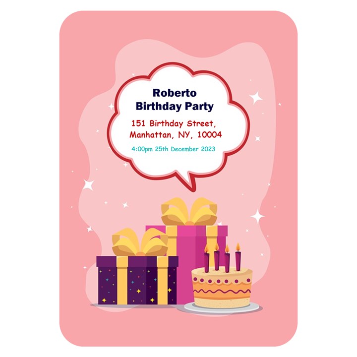 Birthday Invitation Card 5  x 7  (Rounded)