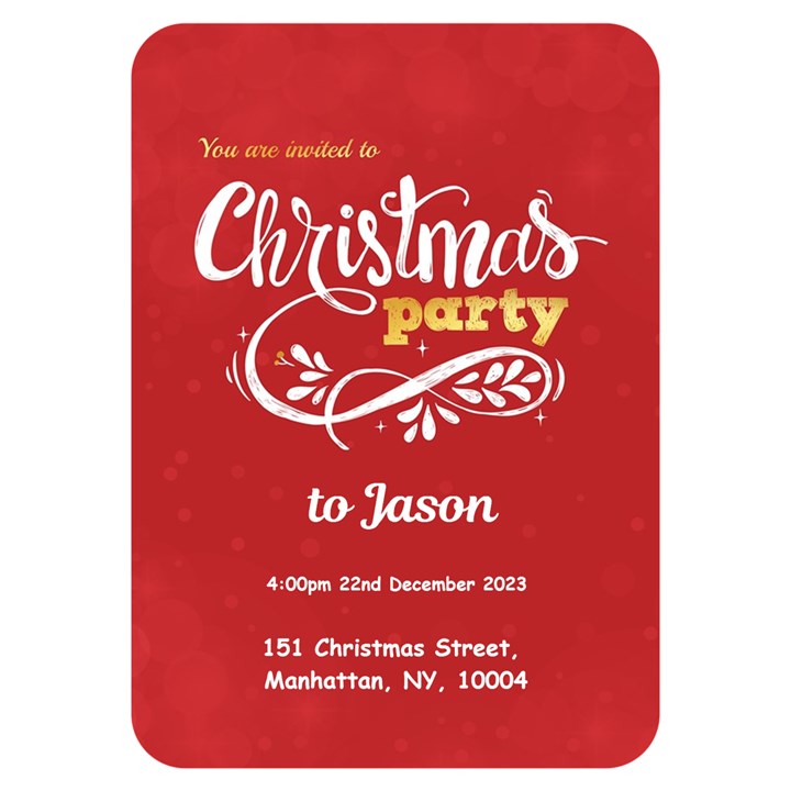xmas Invitation Card 5  x 7  (Rounded)
