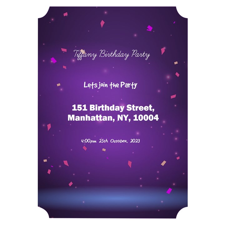 Birthday Invitation Card 5  x 7  (Ticket)