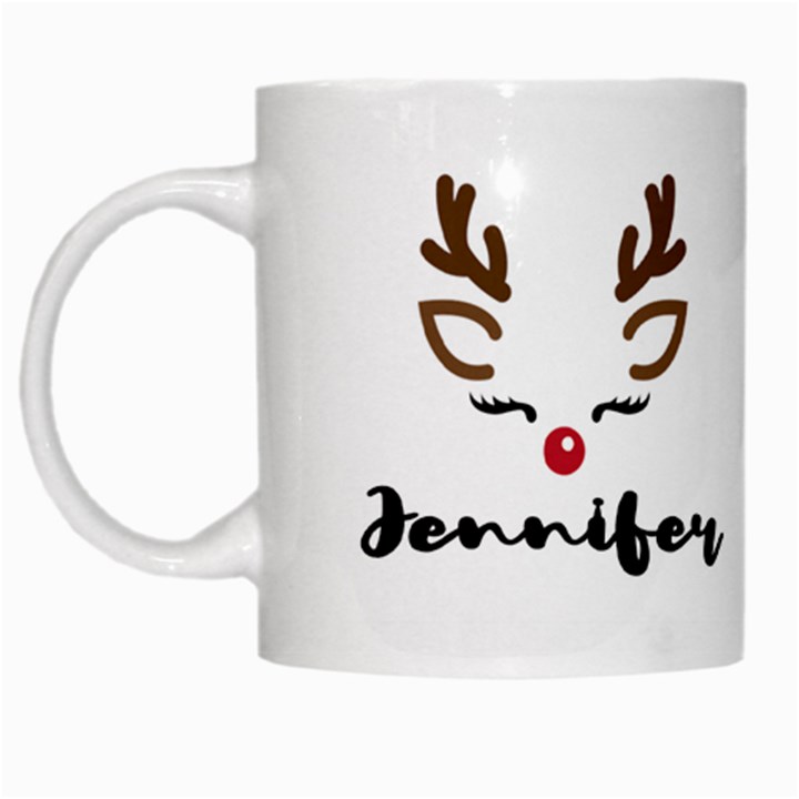 Personalized Deer Christmas Name White Mug