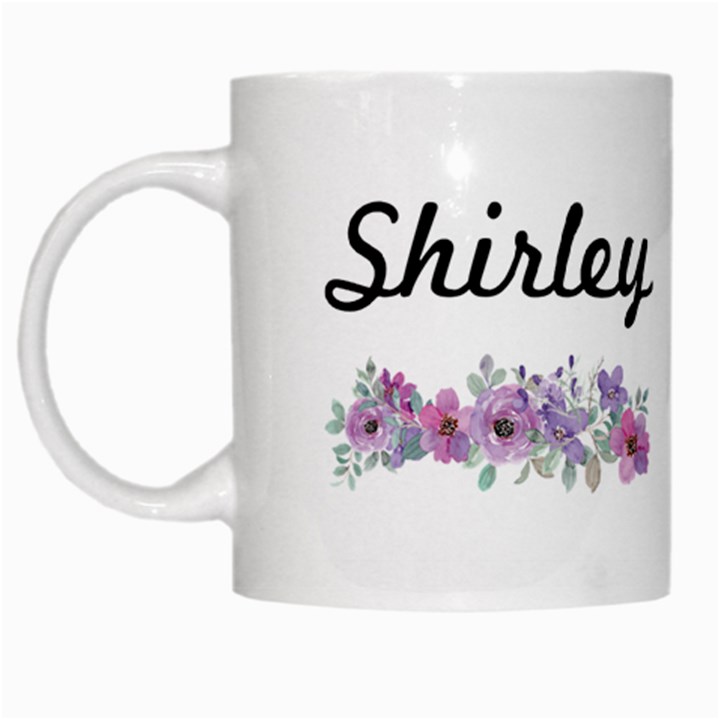 Personalized Flower Name White Mug