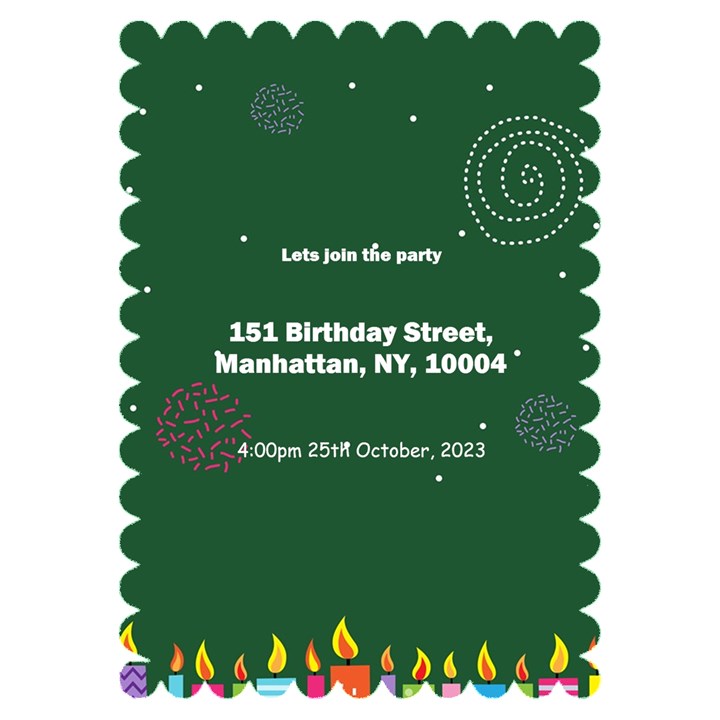 birthday Invitation Card 5  x 7  (Scallop)