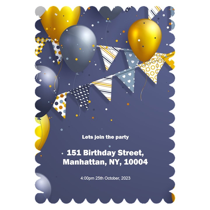 birthday Invitation Card 5  x 7  (Scallop)