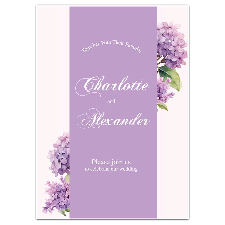Lavender Wedding Invitation Card 5  x 7 