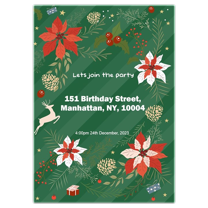 Xmas Invitation Card 5  x 7 