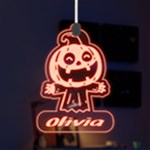Personalized Halloween Pumpin Name LED Acrylic Ornament Front