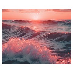 Ocean Waves Sunset Two Sides Premium Plush Fleece Blanket (medium)