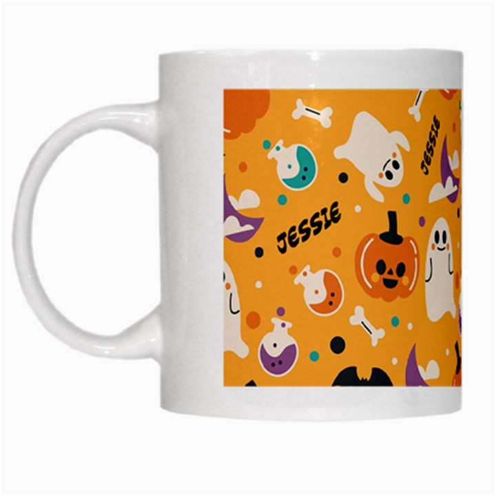 Personalized Halloween pattern Name White Mug