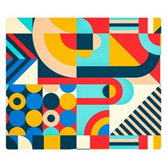 Geometric Shape Colorful Abstract Wave Two Sides Premium Plush Fleece Blanket (small)