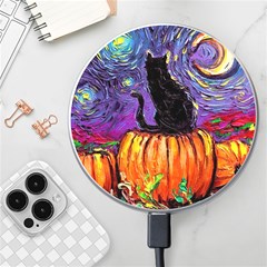 Halloween Art Starry Night Hallows Eve Black Cat Pumpkin Wireless Fast Charger(white)