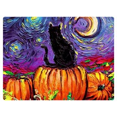 Halloween Art Starry Night Hallows Eve Black Cat Pumpkin Two Sides Premium Plush Fleece Blanket (extra Small)