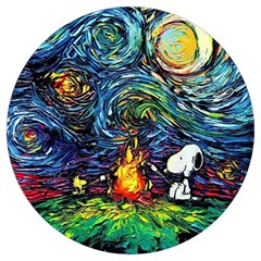 Dog Cartoon Starry Night Print Van Gogh Parody Round Trivet