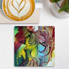 Detail Of A Bright Abstract Painted Art Background Texture Colors Uv Print Square Tile Coaster 