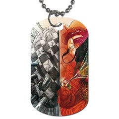 Left And Right Brain Illustration Splitting Abstract Anatomy Dog Tag (one Side)