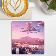 Aesthetic Landscape Vintage Cartoon Uv Print Square Tile Coaster 